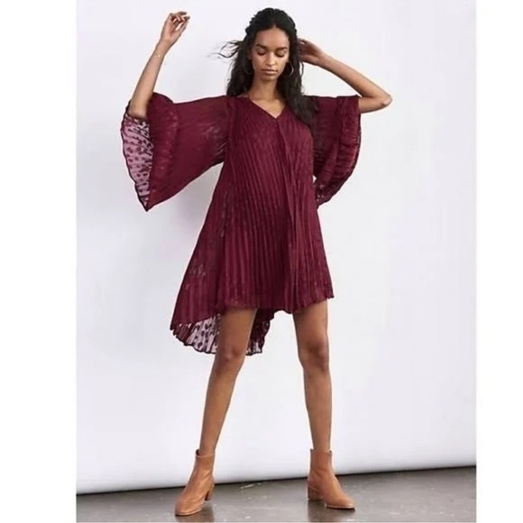 Anthropologie Toulon Pleated Mini Dress in Plum Sz S - Picture 1 of 14